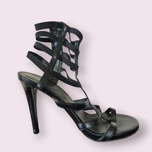 Stuart Weitzman Gladiator Leather Grunge Goth Elegant Heels sz 7.5